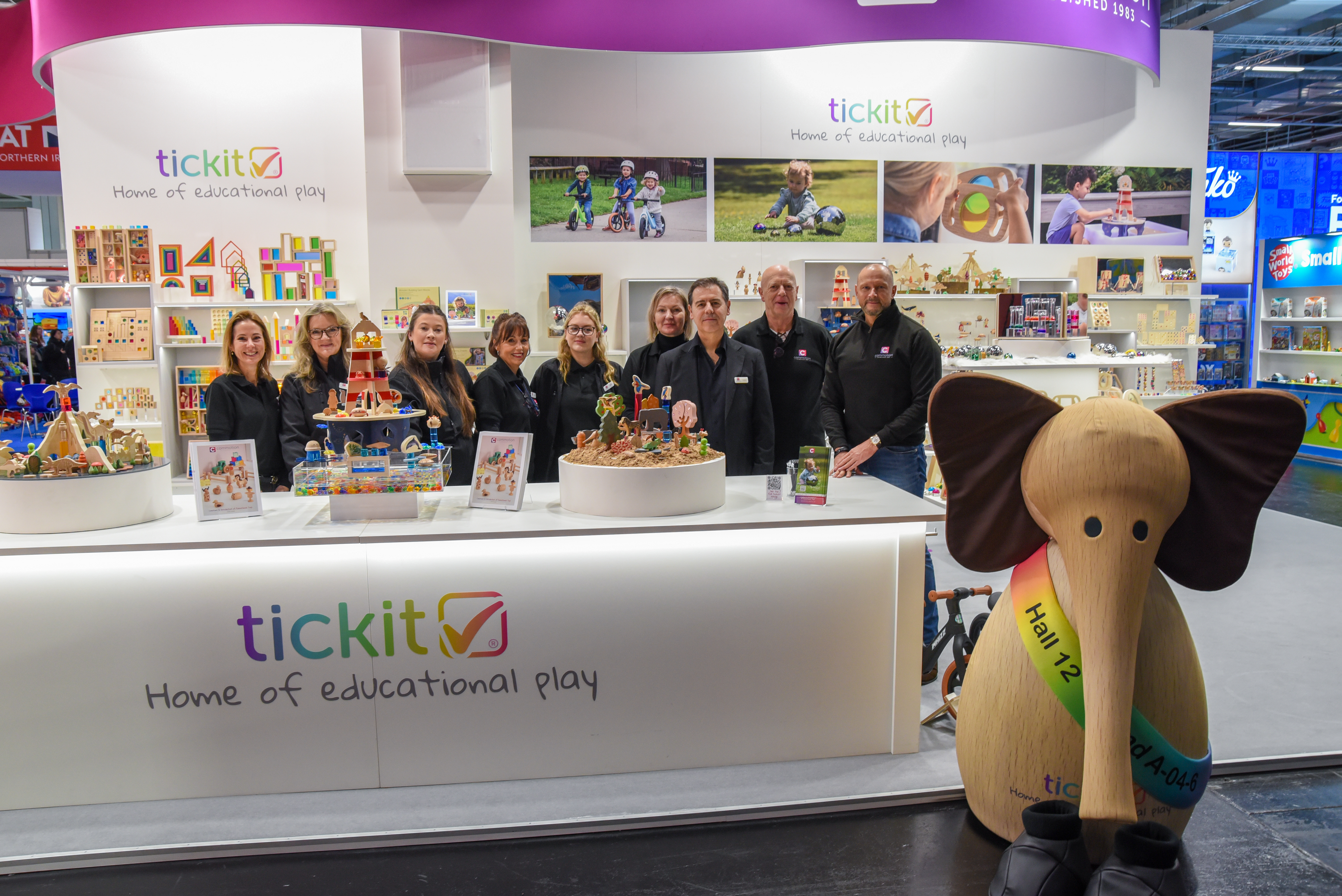 Commotion educational toy stand at Spielwarenmesse 2026 showing a range of products