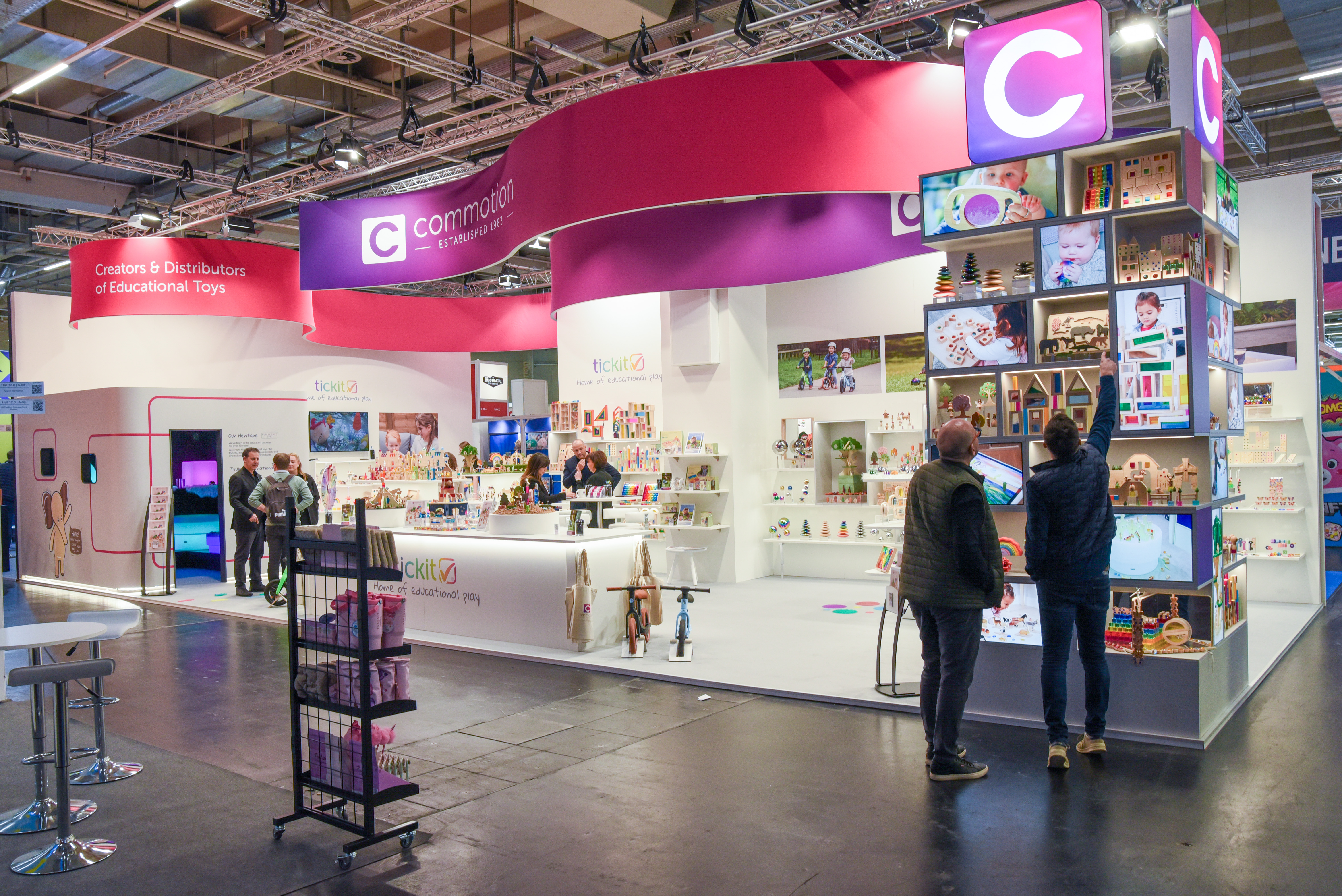 Commotion team at Spielwarenmesse 2026 toy fair stand in Nuremberg