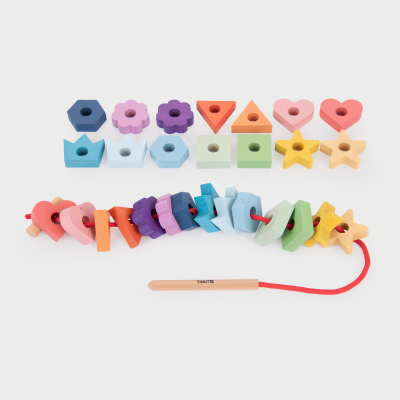 73564 tickit Rainbow Wooden Lacing Shapes - 28 pieces + 1 lace.