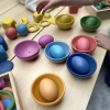 73983 tickit Rainbow Wooden Bowls - Pk7
